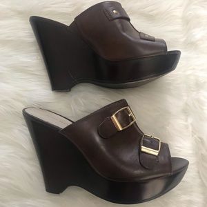 Nine West chunky wedge brown heel